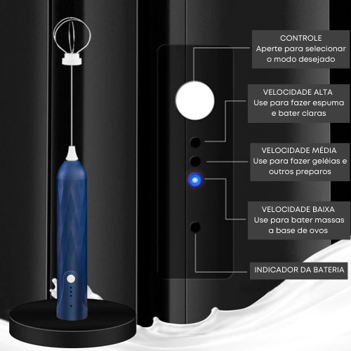 Mixer Recarregável Portátil 2 em 1 CremoMix Luxo